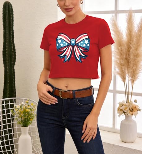 Image of 4th of July Bow Tank Top Women-Vintage American Bow Sleeveless Shirt USA Flag Tee Top Patriotic Tank Top