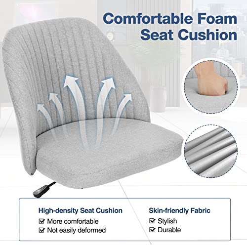 Armless Desk Chair Tall Office Chair Cute Home Office Desk Chairs With Wheels, Modern Fabric Tall Vanity Swivel Task Desk Chair For Small Spaces #TOP1