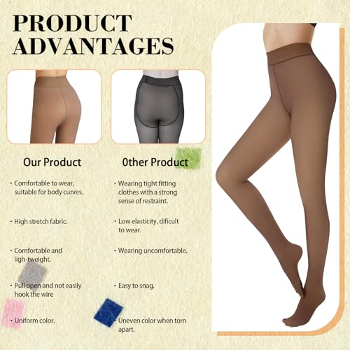 Image of Fleece Lined Tights Women Fake Sheer Thermal Winter Warm Pantyhose | Women High Waist High Stretch Fake Sheer Fleece Lined Tights, Thermal Warm Winter Pantyhose