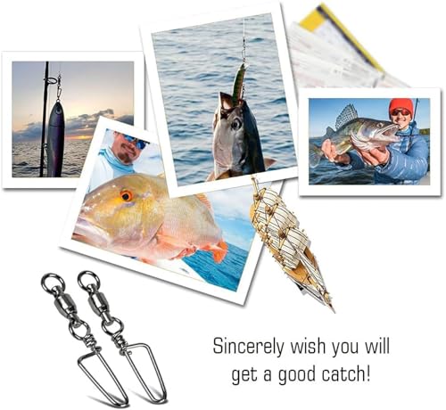 جافيست JAFFIUST 110 قطعة دوارة لصيد الاسماك، وصلة صيد للمياه المالحة، مشابك دوارة عالية القوة، محمل كروي للمياه العذبة من الستانلس ستيل (اللون: 6، المقاس: 110 قطعة)