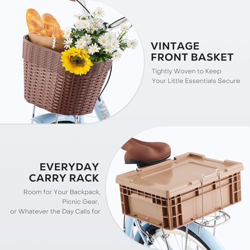 VIRIBUS Beach Cruiser Bike for Women, Single Speed Womens