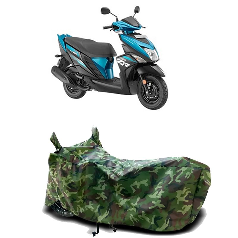 Image of DUFFEL-100% Heat Protection Two Wheeler Bike /Scooty Body Cover for Yamaha Cygnus Ray ZR BS6 Water Resistance /UV-Rays /Birds Dropping /Scratchproof /Dust Proof /Waterproof[Green Jungle Print]