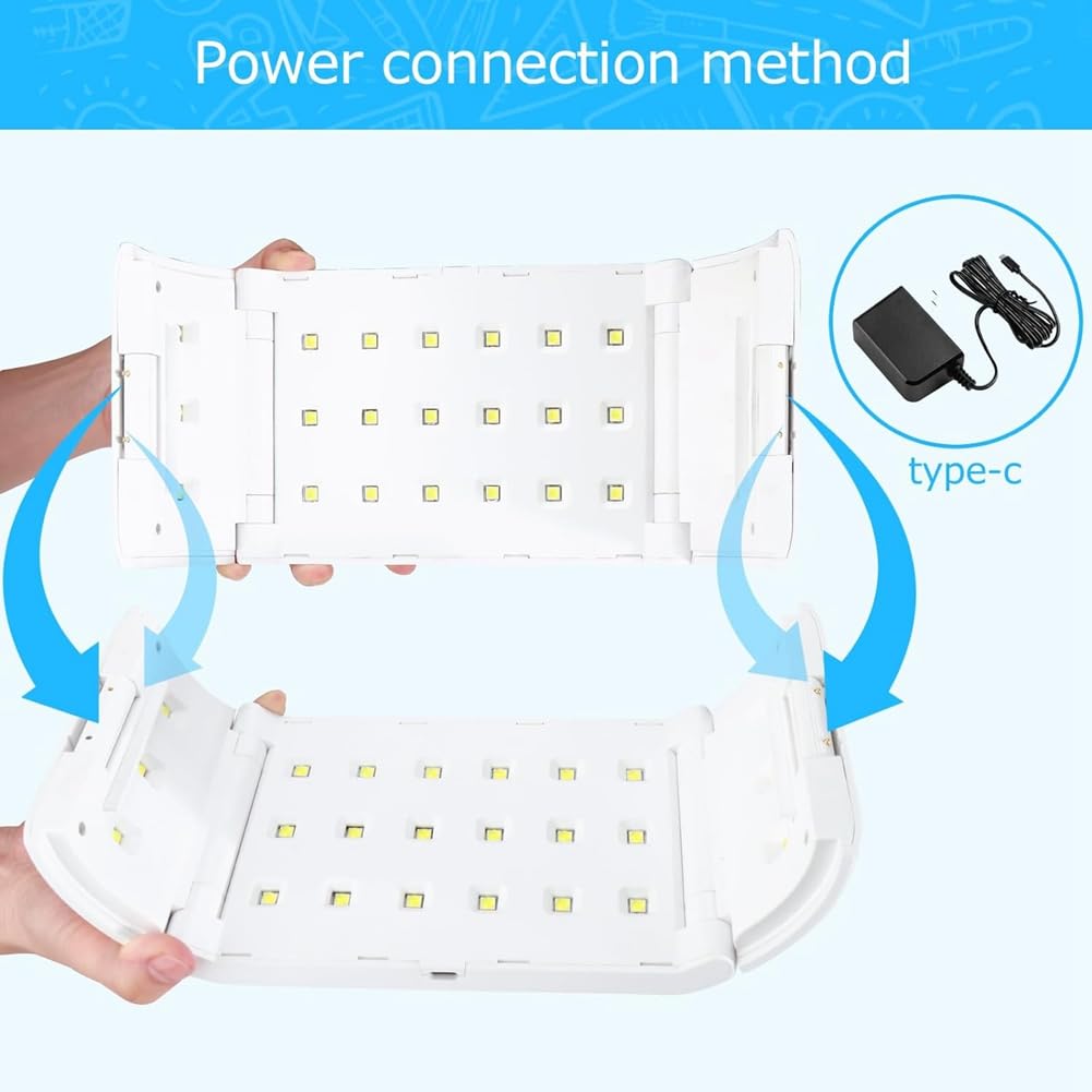 Gokeet Lámpara de Resina UV 2 en 1, Lámpara de Resina UV de Doble Cara de Curado Más Rápido con 48 Cuentas LED, Ajuste de Tiempo Ajustable Enchufe de la UE