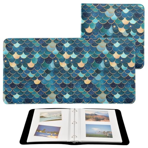 Álbum de Fotos ALAZA con Cubierta de Poliuretano y Diseño de Escamas de Sirena y Estrellas, con Anillas de 3 Argollas, para Bodas, Viajes y Recuerdos Familiares miniatura 2