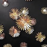 Cheerland Gold Flower Wall Decals Flowers Wall Stickers Peel and Stick Paper 3D Floral Murals Rose Gold Daisy Home Decor Holographic Celebration Wedding Birthday Bedroom Party Decorations- 40pcs