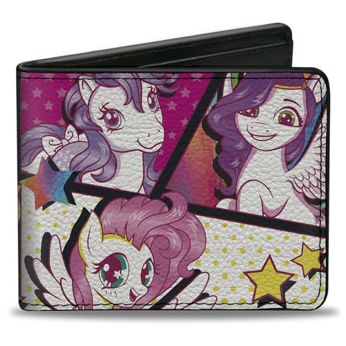 Hasbro Wallet, Bifold, My Little Pony Together Pony Pop Art Blocks Multi Color, Vegan Leather