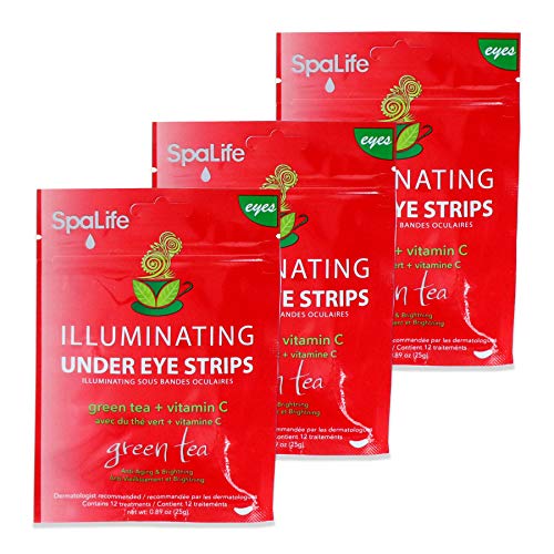 SpaLife Anti-Aging Under Eye Strips Reduce Dark Circles, Wrinkles and Fine Lines - 36 Treatments (Green Tea + Vitamin C)