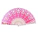 Ruilogod Tono oro scintillante in polvere decorazione fiore stampato ventilatore a fucsia bianco