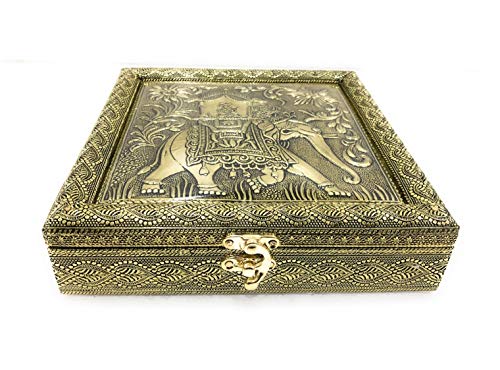 Image of RIOMAX Decorative Empty Dry Fruit Box (4 Section Box) (Golden Elephant)