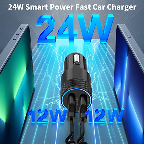 Image of 【MFi Certified】iPhone Fast Car Charger, Rombica 4.8A Dual USB Car Power Cigarette Lighter USB Car Charger with 2Pack 6FT Coiled Lightning to USB Cable for iPhone 14 13 12 11 Pro /XS Max /Mini /XR /SE /iPad