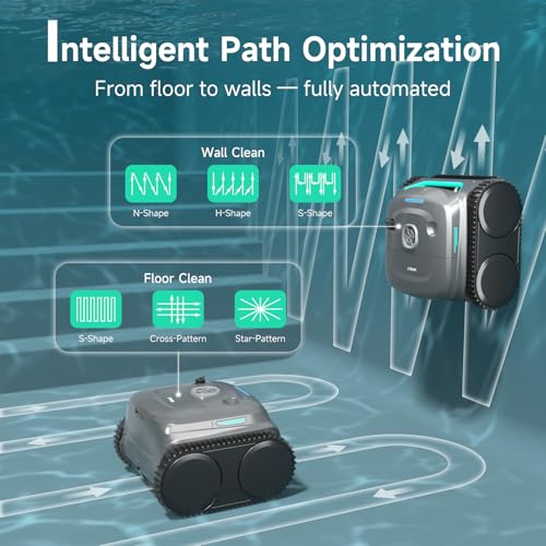Image of WYBOT C2 Cordless RoboticPool Cleaner, Dual Filtration, Wall Climbing &Waterline Cleaning, App Scheduling, Smart Navigation, Pool Vacuum for Inground Pools-Gray