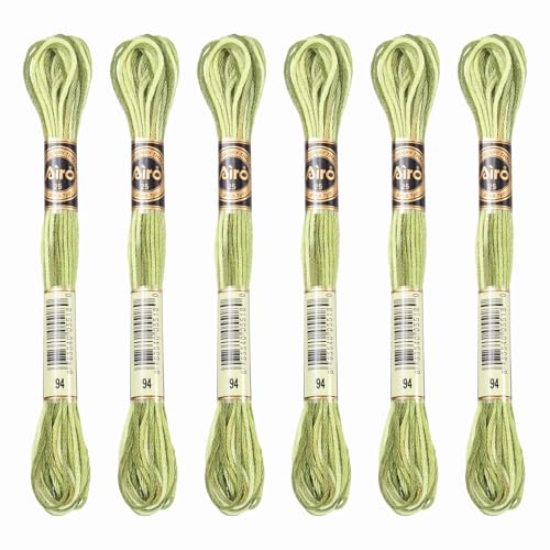 Image of PATIKIL 6 Skeins Embroidery Floss, Polyester Embroidery Threads Bracelets String for Cross-Stitch Hand Embroidery, Grass Green