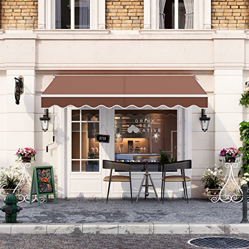 image for Tangkula 8 x 6.6 Ft Retractable Awning, Aluminum Patio Sun Shade w/Cra