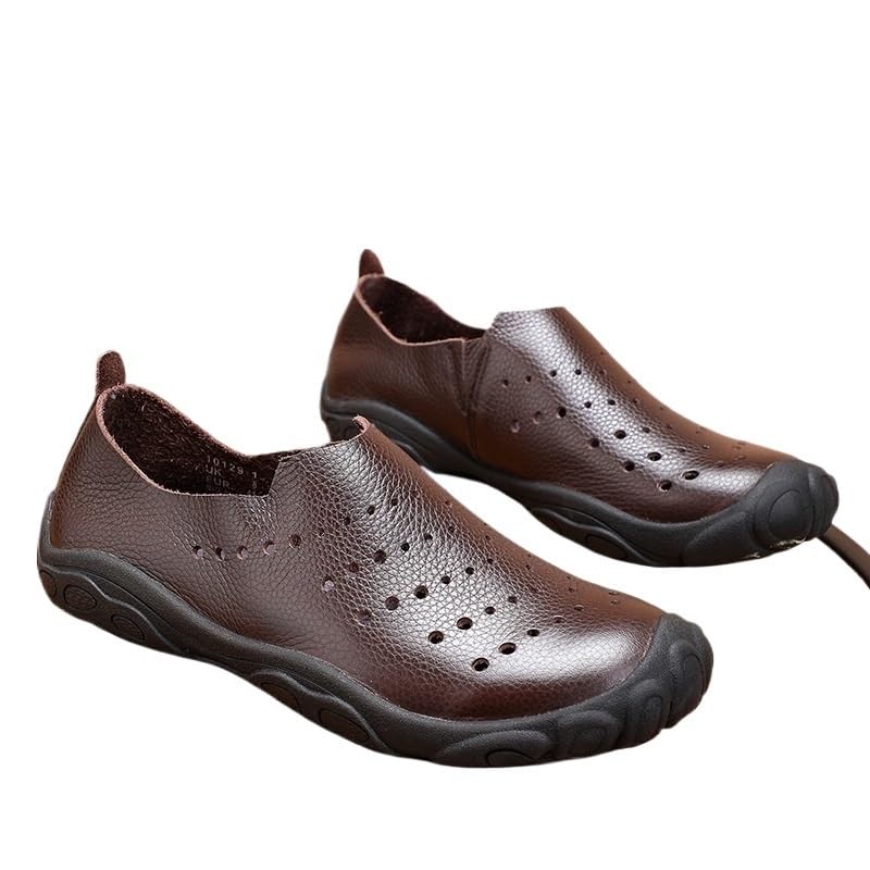 Leather Men Shoes Outdoor Classic Sandals Baotou Set of Feet Beach Soft Comfortable Male Sandals(D,39 Code)3