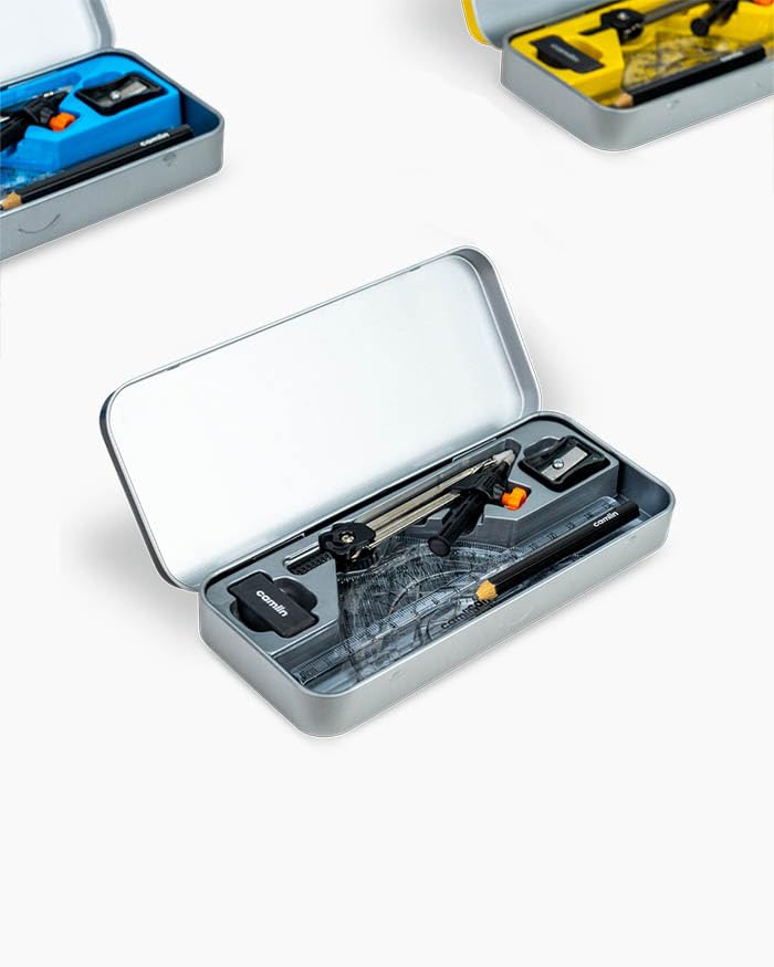 Image of Camel Scholar Essentials Geometry Box - Premium 12-Piece Technical Drawing Set in Sturdy Metal Case for School & Professional Use