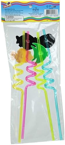 Magical Fish - Pajitas de plástico de varios colores, juego de 4 piezas, accesorio perfecto para recuerdos de fiesta para niños