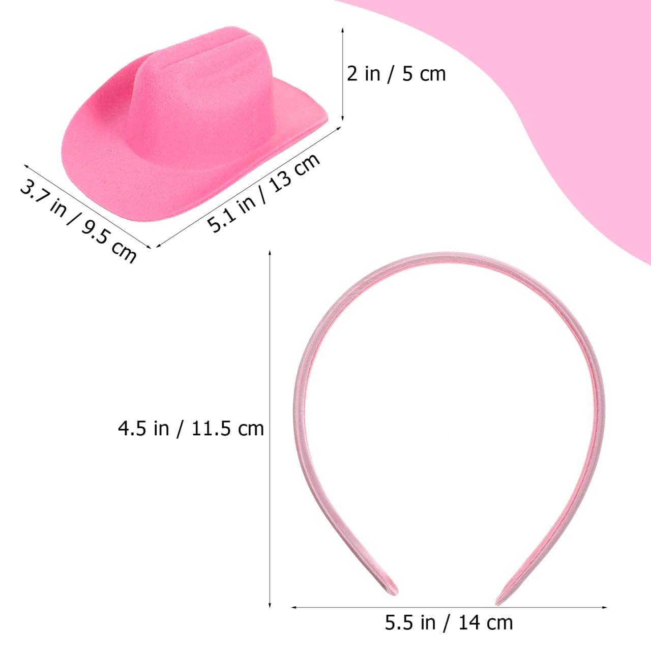FRCOLOR 3Pcs Pink Cowgirl Hat Headband Tiny Cute Trendy Cowboy Mini Hat Headpieces Hair Accessories for Women Girls Tea Party Halloween Carnival Dress up - Image 2