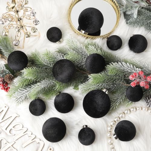 Wironlst 30pcs Velvet Christmas Ornaments, Shatterproof Tree Balls(Black) - image 6