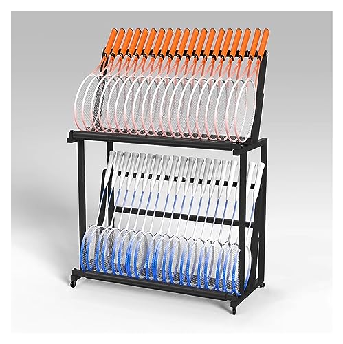 Support de rangement pour raquettes de badminton à roulettes double couche