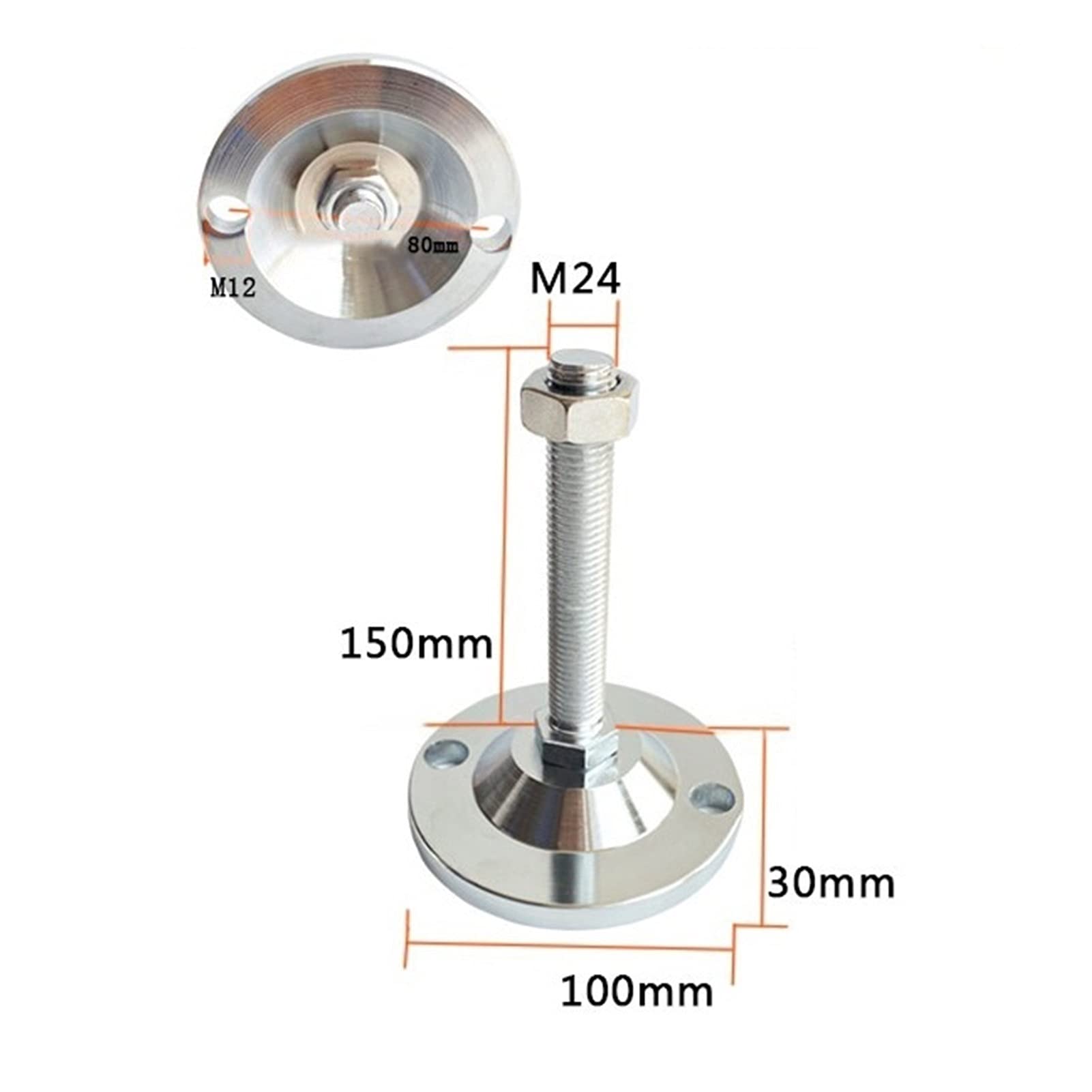 4 piedini regolabili per livellamento macchinari | Piedini di livellamento resistenti, base da 9,9 cm, struttura in acciaio al carbonio, capacità di carico da 3 a 3,5