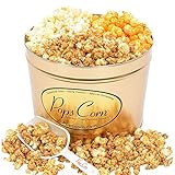 Popcorn Gourmet Tin-Large 2 Gallon. Caramel, Cheese & Kettle Corn. Free Scooper! and Bags Included. Fresh & Delicious!