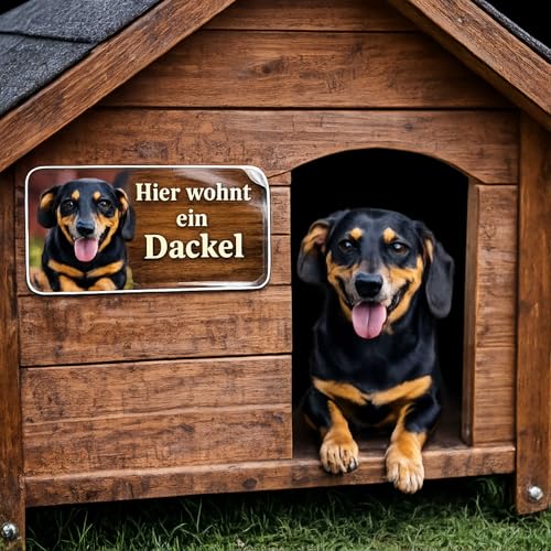 INDIGOS UG - Hundeschild - Aufkleber - Hund - mit Wunschtext und Foto - Spruch - Design Deko Geschenkidee individuell personalisiert - Sticker selbst gestalten