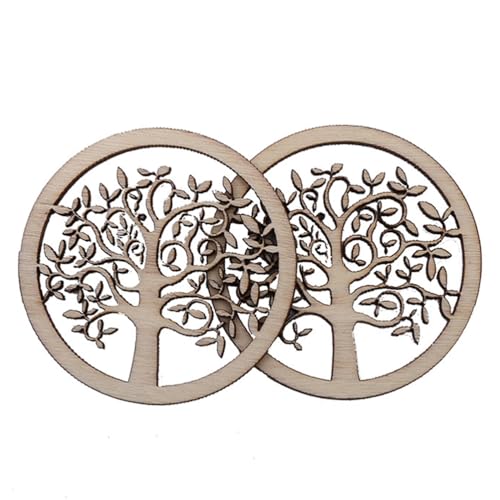 SEWACC 10pcs Wood Craft Round Family Tree Crafts Making Accessories Embellishments Decor Ornament DIY Bookmarks Wooden Slice - Image 3