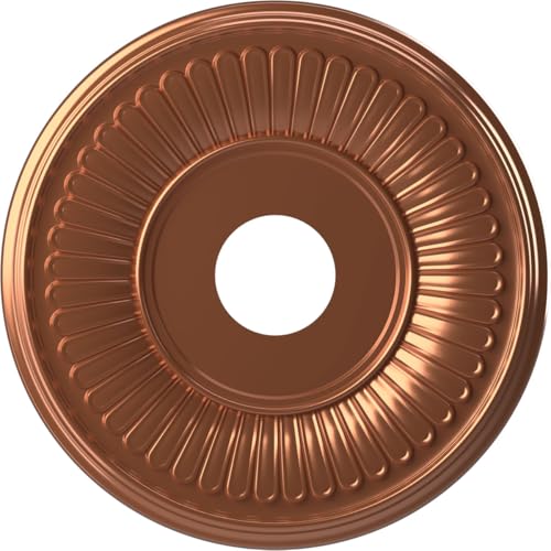 Image of Ekena Millwork CMP16BEBCO Berkshire Thermoformed PVC Ceiling Medallion (Fits Canopies up to 7 inch), 16 inchOD x 3 1 /2 inchID x 1 inchP, Bright Coat Copper
