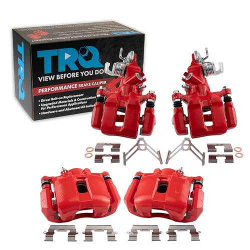 Image of TRQ Performance Front and Rear Brake Caliper Set Brackets Coated Compatible with 2004-2008 Acura TSX 2003-2007 Honda Accord