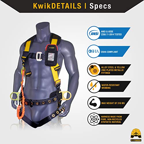 Kwiksafety - Charlotte, Nc - Typhoon Safety Harness [Cushioned Back & Shoulder Support] Ansi Osha Full Body Fall Protection Work Equipment Construction Tower Climbing Roofing Aerial Boom Scissor Lift #TOP4