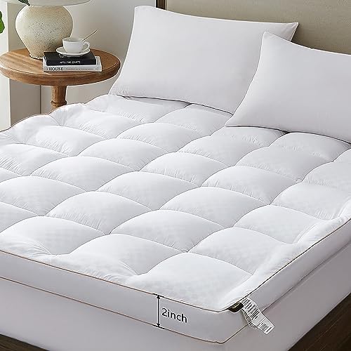 TopTopper Mattress Topper Full Size, Cooling Mattress Pad Cover for Hot Sleepers, Extra Thick 5D Snow Down Alternative Overfilled Plush Pillow Top with 8-21 Inch Deep Pocket -54"x75" White