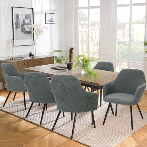 Betylifoy Stuhlhussen 2er Set Stuhlhussen mit Armlehne Stretch Stuhlbezug Abnehmbare Waschbar Stuhl Bezug Stuhlbezüge für Esszimmer Restaurant Bürostuhl (2, Dunkelgrau, Universal)