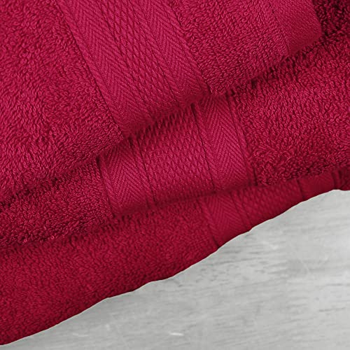 Trident 3 Piece Bath Towels Set For Bathroom - 1 Large Bath Towel, 1 Hand Towel, 1 Washcloth 100% Cotton Soft And Plush Highly Absorbent, Soft Towel For Hotel & Spa - Crimson Burgundy Red #TOP6