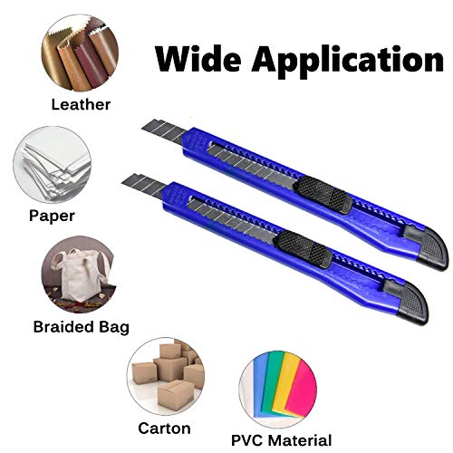 Wekoil Art Craft Utility Knife Pack 5 Snap Off 9Mm Cutter With 10 Extra Carbon Steel Blades,Blue #TOP3