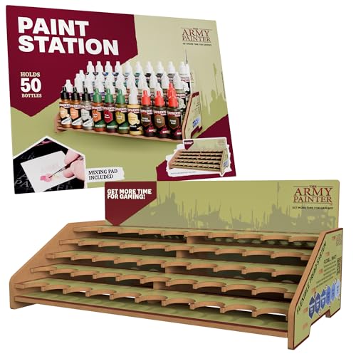 The Army Painter, Paint Station, Storage for 50 Warpaints Fanatic, Speedpaint & Warpaints Air Acrylic Paints, incl. Storage for Brushes and 100 sheets - Rack for Miniature Painting by The Army Painter - Used condition - US$28.72