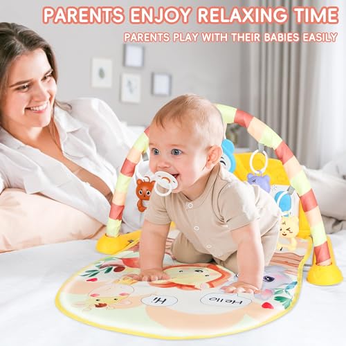 Baby Gym Play Mat, Baby Piano Play Mat, Musical Baby Gyms Activity Center Kick and Play Mat Tummy Time Baby Mat Toys for Newborn Toddler Infants 0+ Months - Image 4