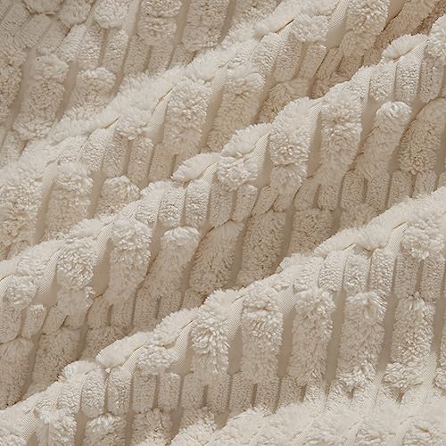 Set di 4 federe per cuscini in morbido velluto a coste a righe, neutre, decorative per casa rustica (blu, 2,40 x 40 cm (confezione da 4)