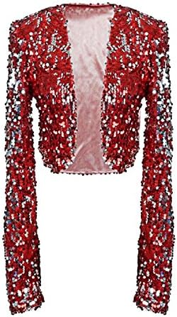 womens red sequin jacket