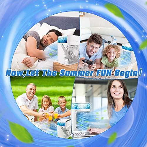Portable Air Conditioner, Rechargeable Personal Evaporative Usb Air Cooler Fan, Mini Air Conditioner With 3 Speeds 7 Colors, Humidifier Misting Unit For Bedroom, Dorm, Camping, Office, Travel #TOP6