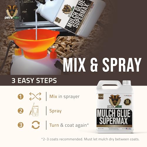 PetraMax Mulch Glue for Landscaping - Max Concentrate, Weed Barrier, Non-Toxic Pea Gravel Binder, Rock & Gravel Stabilizer, Dries Clear (Super, 1G)