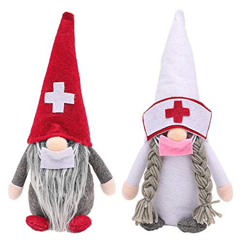 IngTall 2 Pack Snata Gnome Plush Doll Ornamento de Navidad, Gnomo sueco de Santa Tomte, decoraciones de Navidad, regalo de cumpleaños 11 pulgadas