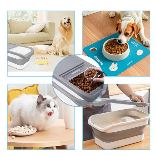 Druuzyl Hundefutter Aufbewahrungsbox 5kg - Faltbarer Futterbehälter für Trockenfutter mit Deckel, Messbecher & Löffel, Luftdicht & BPA-frei, Haustierfutter-Container für Hund/Katze