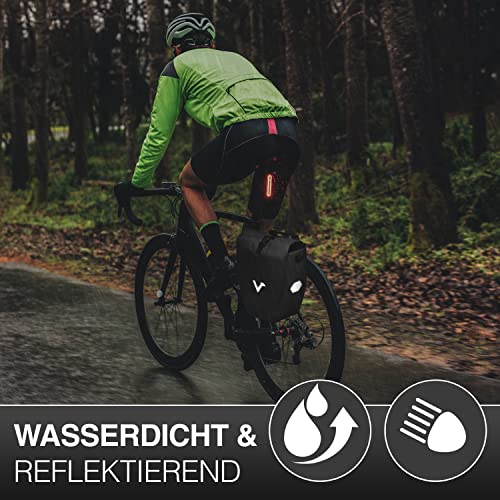Valkental® Große & wasserdichte Gepäckträgertasche - Fahrradtasche für Gepäckträger mit großen Reflektoren [Abschließbar] Bombenfester Sitz - Mehrfach ausgezeichnet - Gefertigt für Langlebigkeit