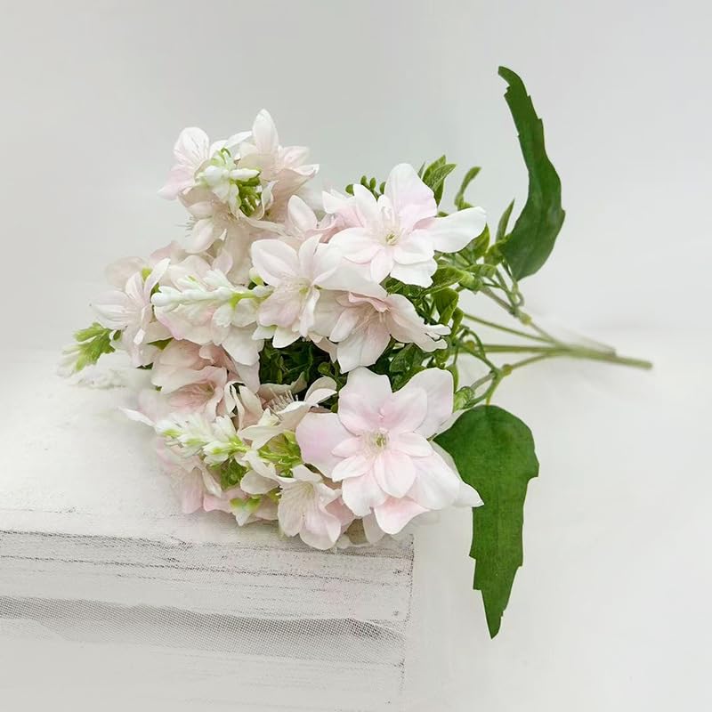 Artificial Yucca & Lily of The Valley Flowers - Realistic Silk Fake Flowers for Home Decor, Durable & Lifelike (Pale Pink)