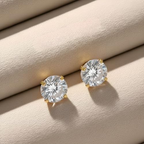 Image of BLACKBOX Stainless Steel Cubic Zirconia Stud Earrings for Women & Men | Hypoallergenic Korean Style Crystal Studs| Daily use Jewellery| Best Gift for Birthday, Anniversary & Wedding