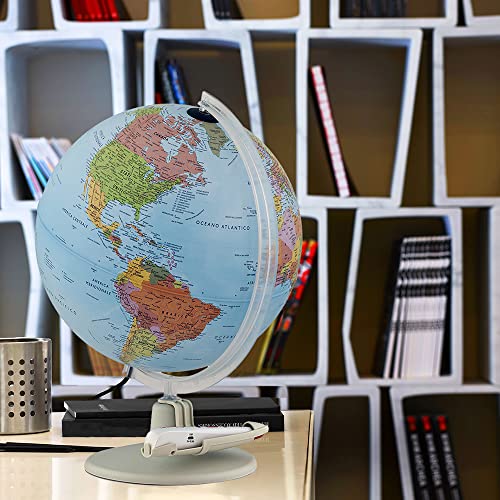 Tecnodidattica Parlamondo Lernglobus für Kinder, interaktiver Globus mit sprechendem Stift in 6 Sprachen, Durchmesser 30 cm