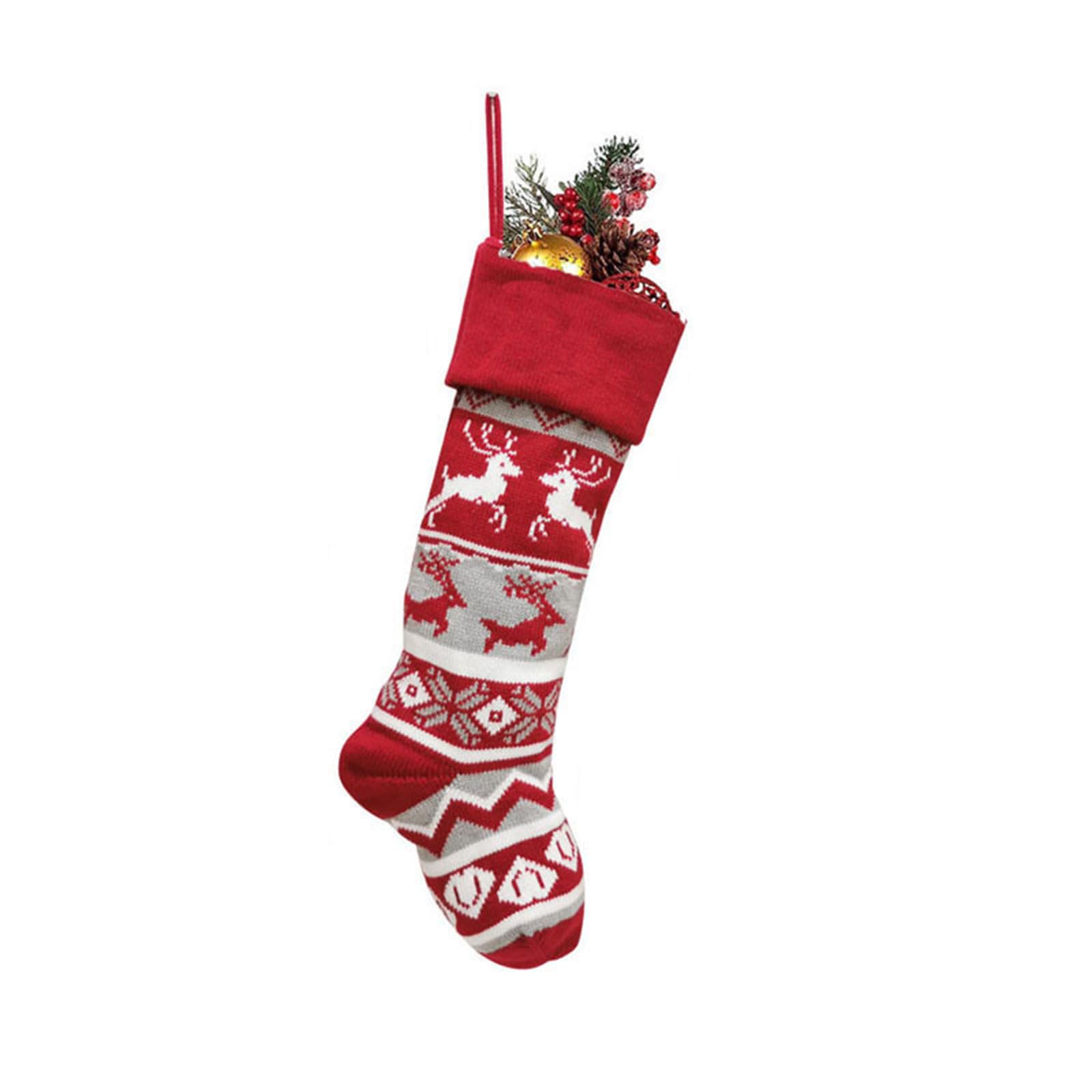 Tsophreniq Christmas Stocking, Large Personalized Stockings Lovely Snowman Elk Pattern ForXmas Tree Hanging Stocking Festive Stockings
