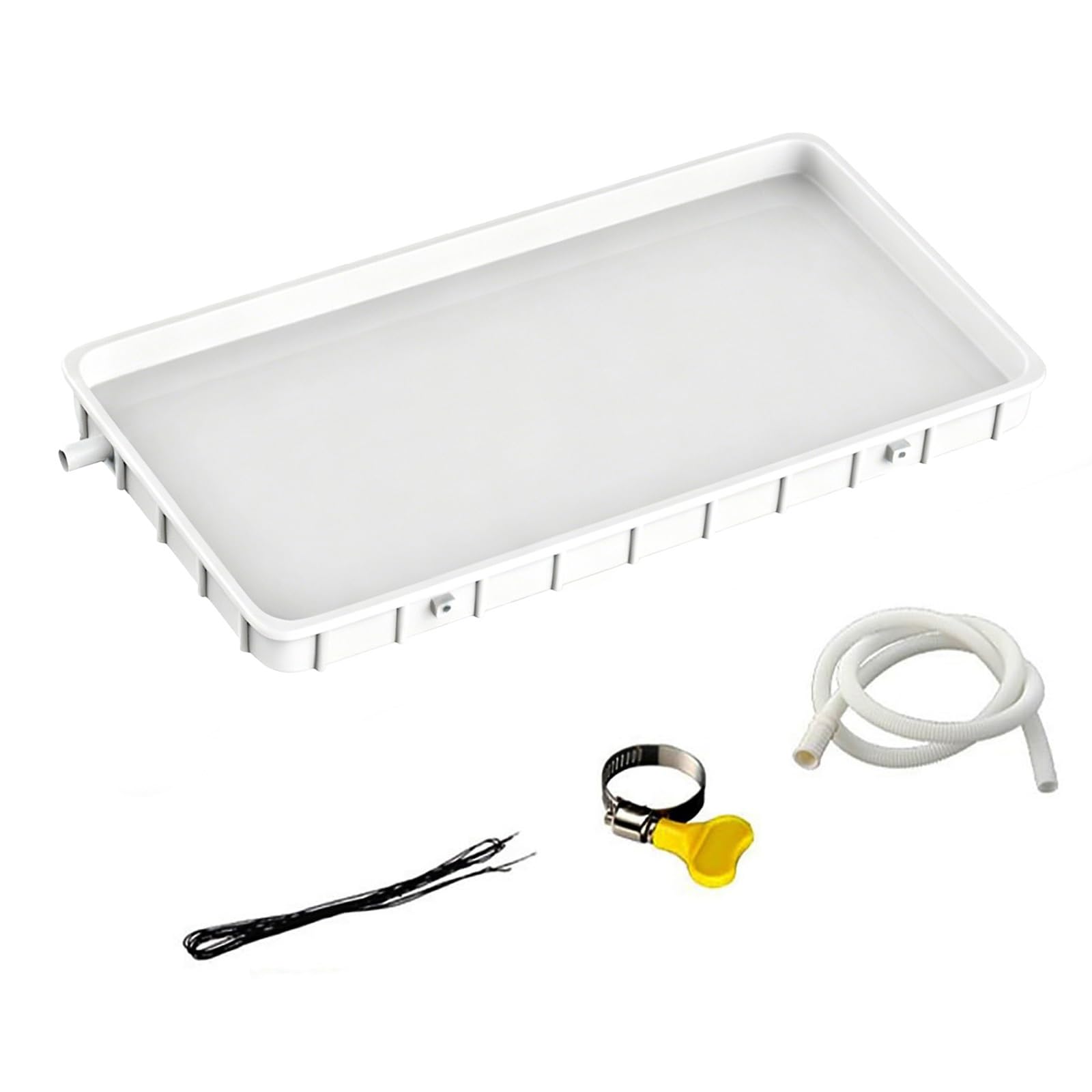 HOFUNTRE Plastic Drip Pan, PP Condensate Collection Tray, Drain Hose Kit, Easy Installation for Outdoor AC Units, Patio Use(92.5x45x3cm/36x18x1in)
