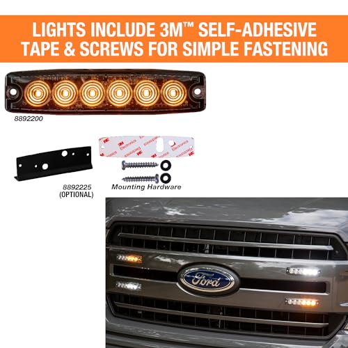 Image of Buyers Products 8892203 5 Inch Red LED Strobe Light, Ultra‑Thin Surface Mount Warning Light, 6 LEDs, 23 Flash Patterns, Aluminum Housing, IPX8 Waterproof, for Trucks and Utility Vehicles