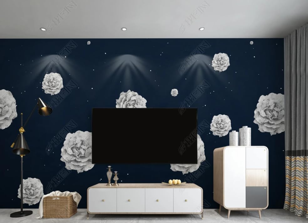 Papier peint intissé fleurs bleues poster géant mural chambre à coucher